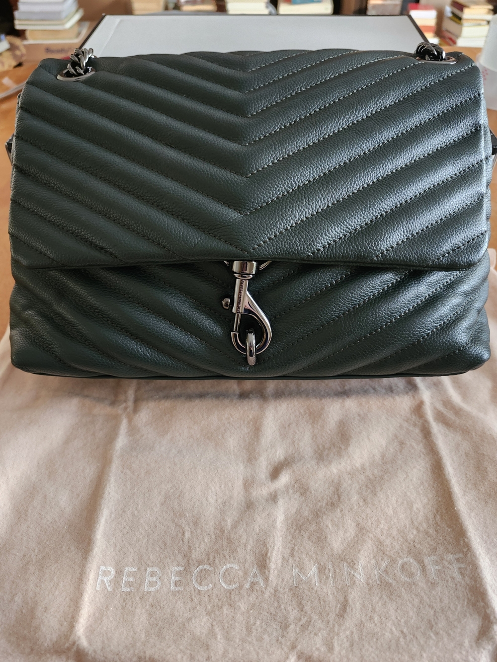 Rebecca Minkoff Quilted Chevron Shoulder Bag in Dark Green